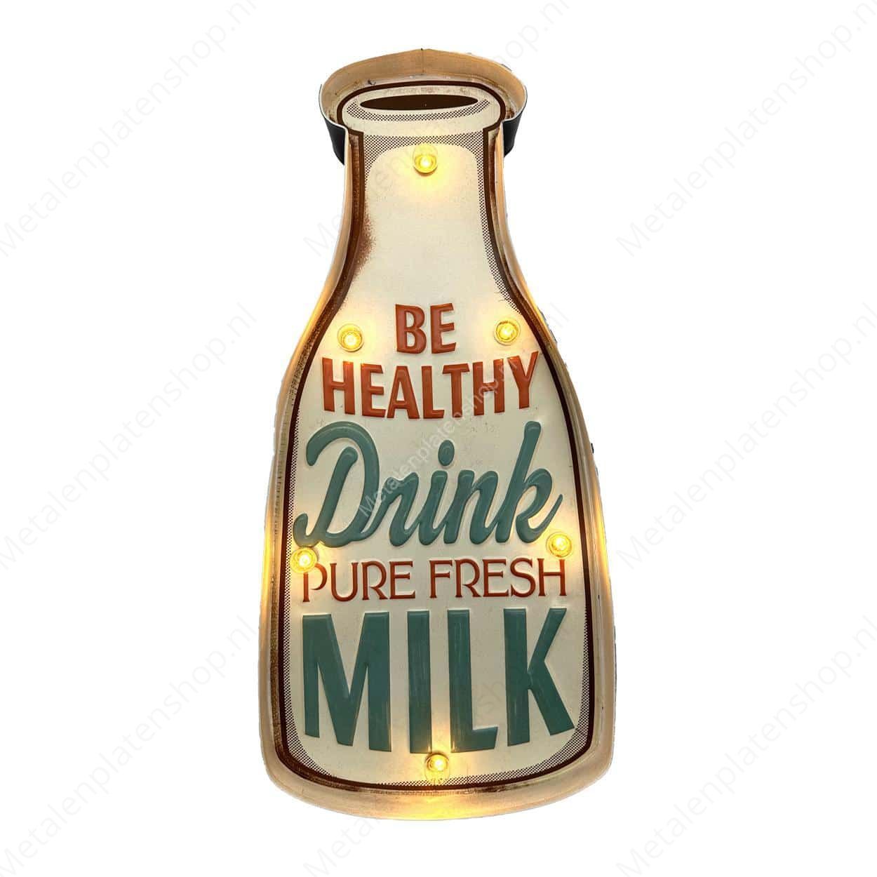 Metal Light Sign - Milk Bottle - LED Lighting