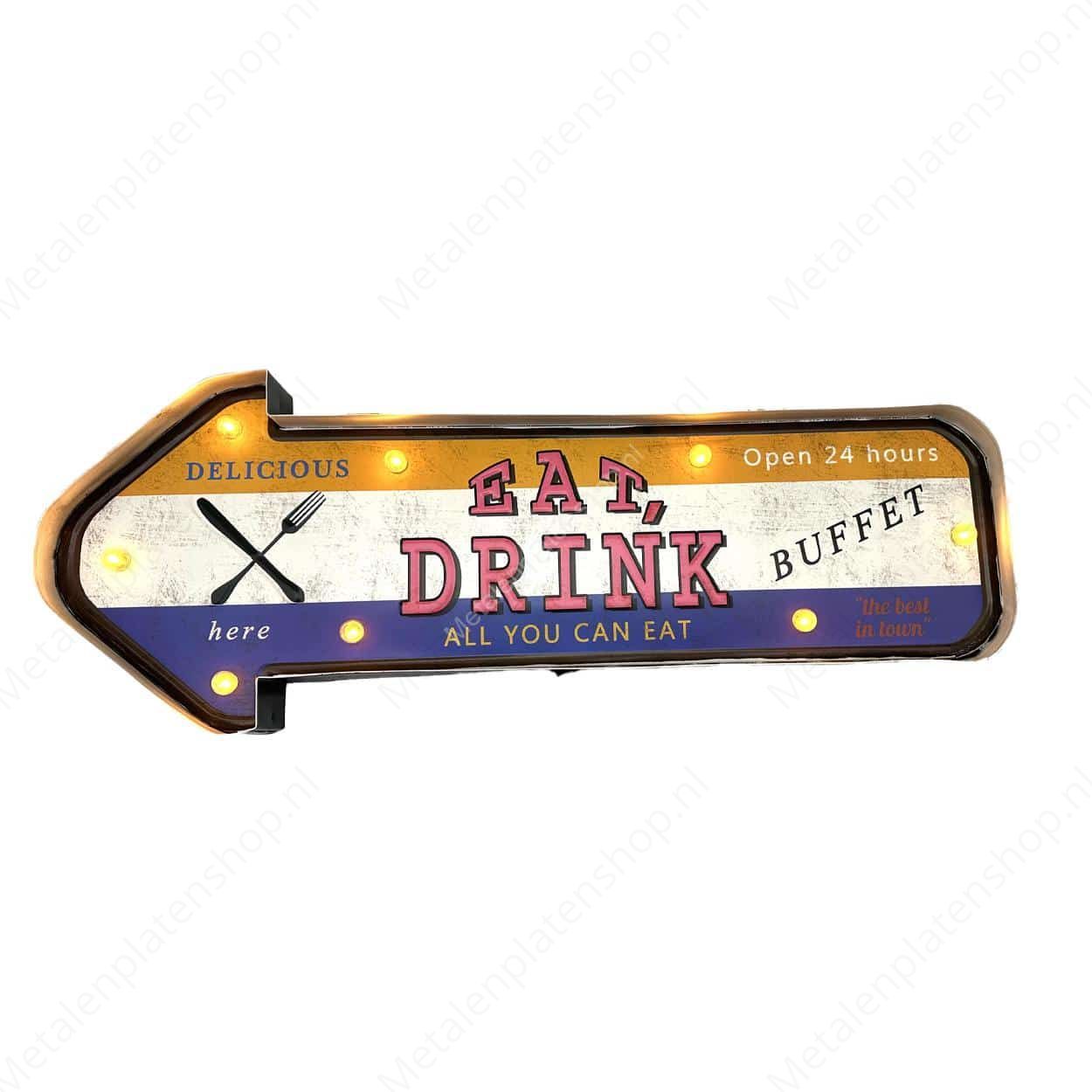 Metal Light Sign - Eat & Drink Buffet - LED Lighting
