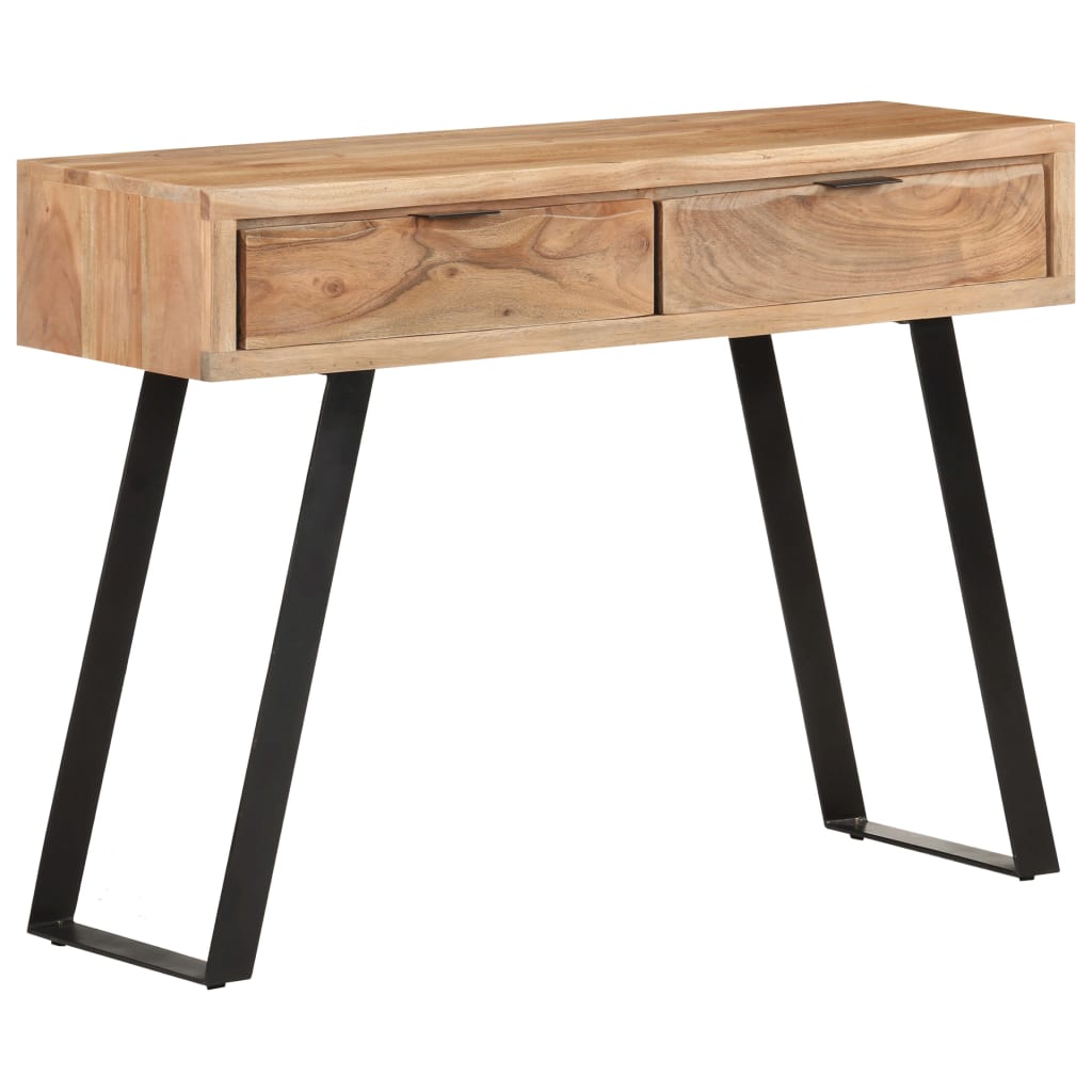 Wandtafel Met Natuurlijke Rand 100X35X76 Cm Massief Acaciahout Mozaïek