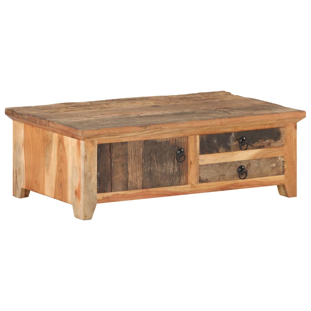 Salontafel 90X50X31 Cm Massief Gerecycled Hout Zwart