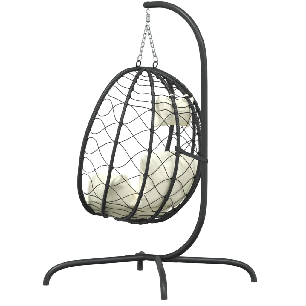 Hangende Ei-Stoel Met Kussen Poly Rattan & Staal