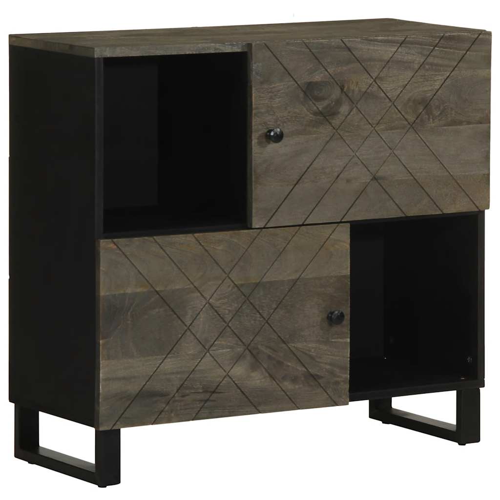 Dressoir 80X33X75 Cm Massief Mangohout Zwart