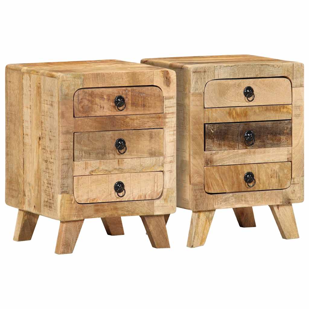 Nachtkastje 37X32X50 Cm Massief Hout Ruw Mangohout