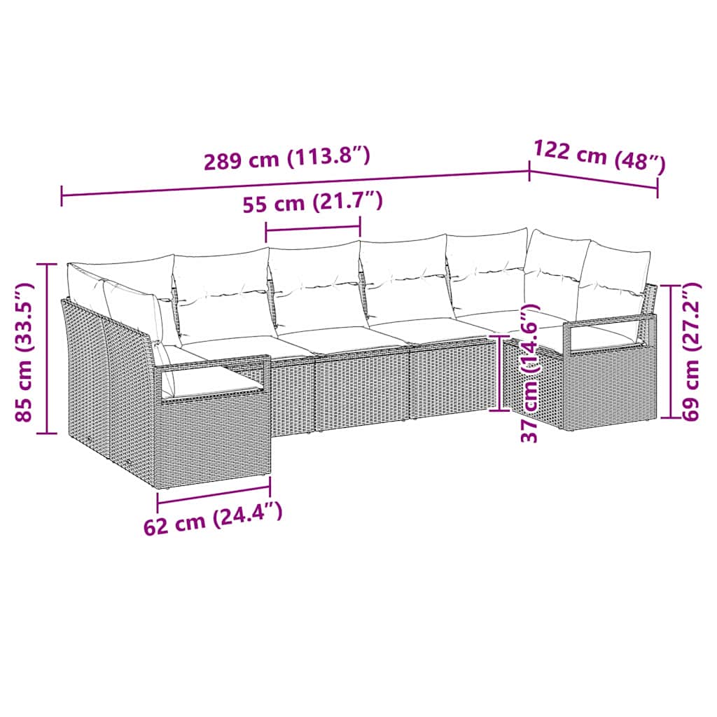 Tuin Sofa Set 7 Pcs Poly Riet