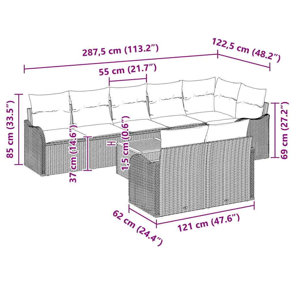 Tuin Sofa Set 9 Pcs Poly Riet