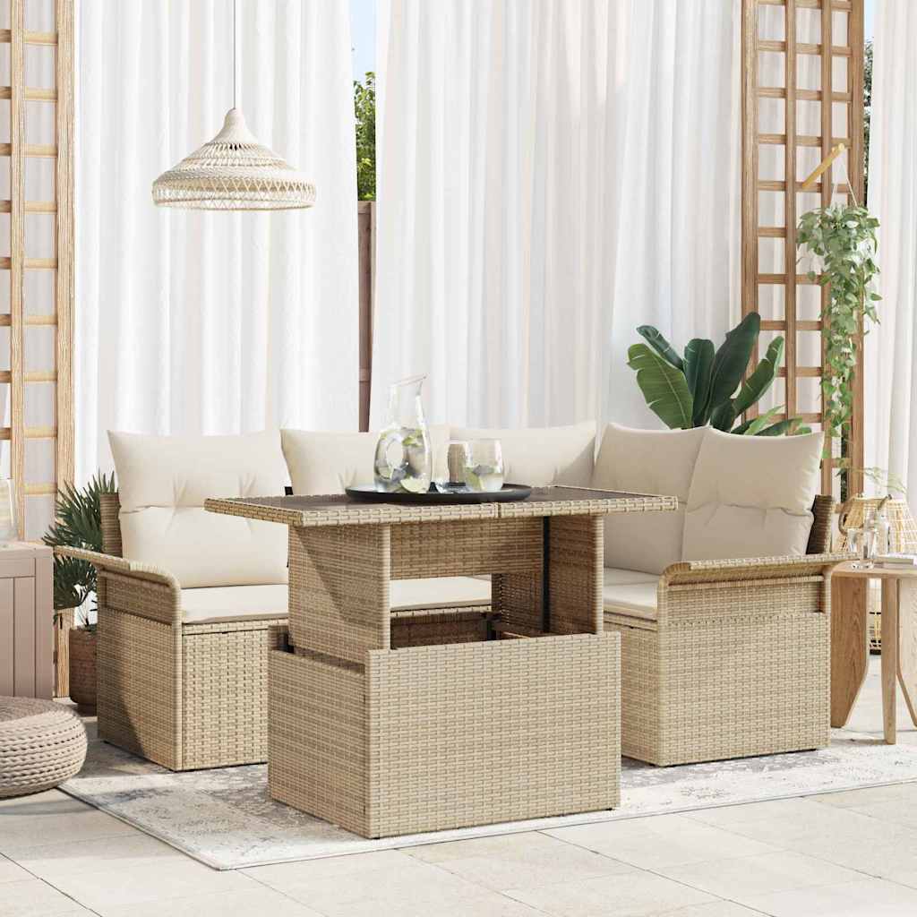Tuin Sofa Set Met Kussen 5 Pcs Poly Riet