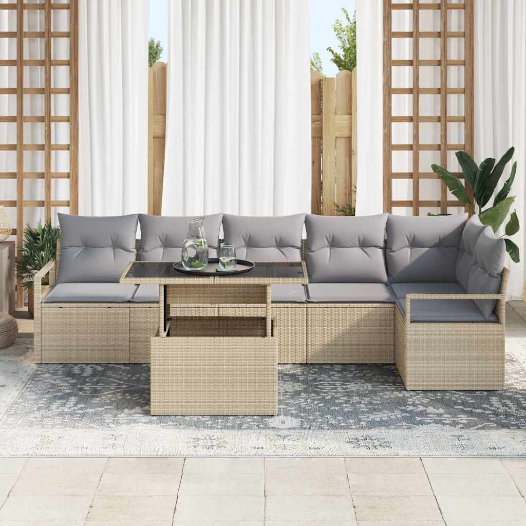 Tuin Sofa Set Met Kussen 7 Pcs Poly Riet