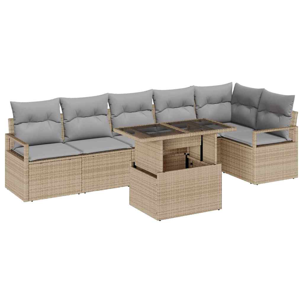 Tuin Sofa Set Met Kussen 7 Pcs Poly Riet