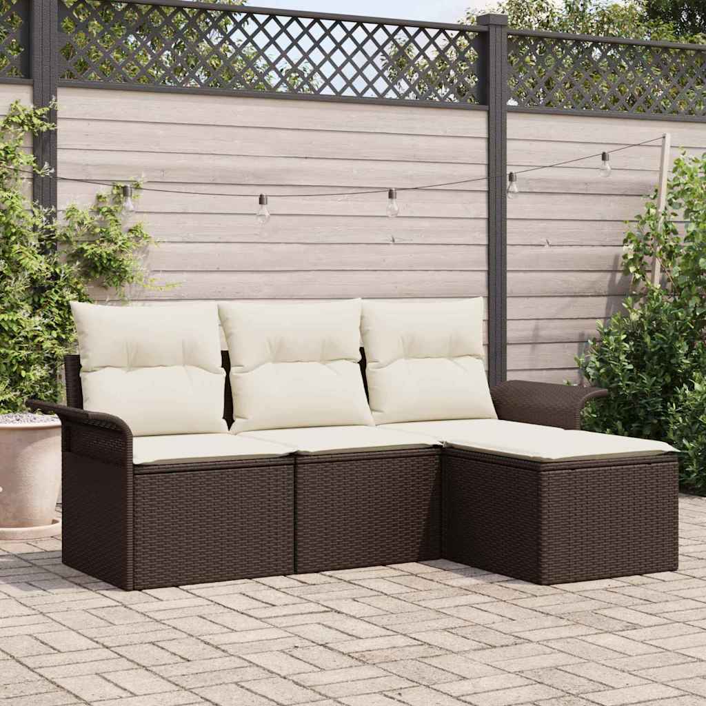 Tuin Sofa Set Met Kussen Met Opslag 4 Pcs Poly Riet