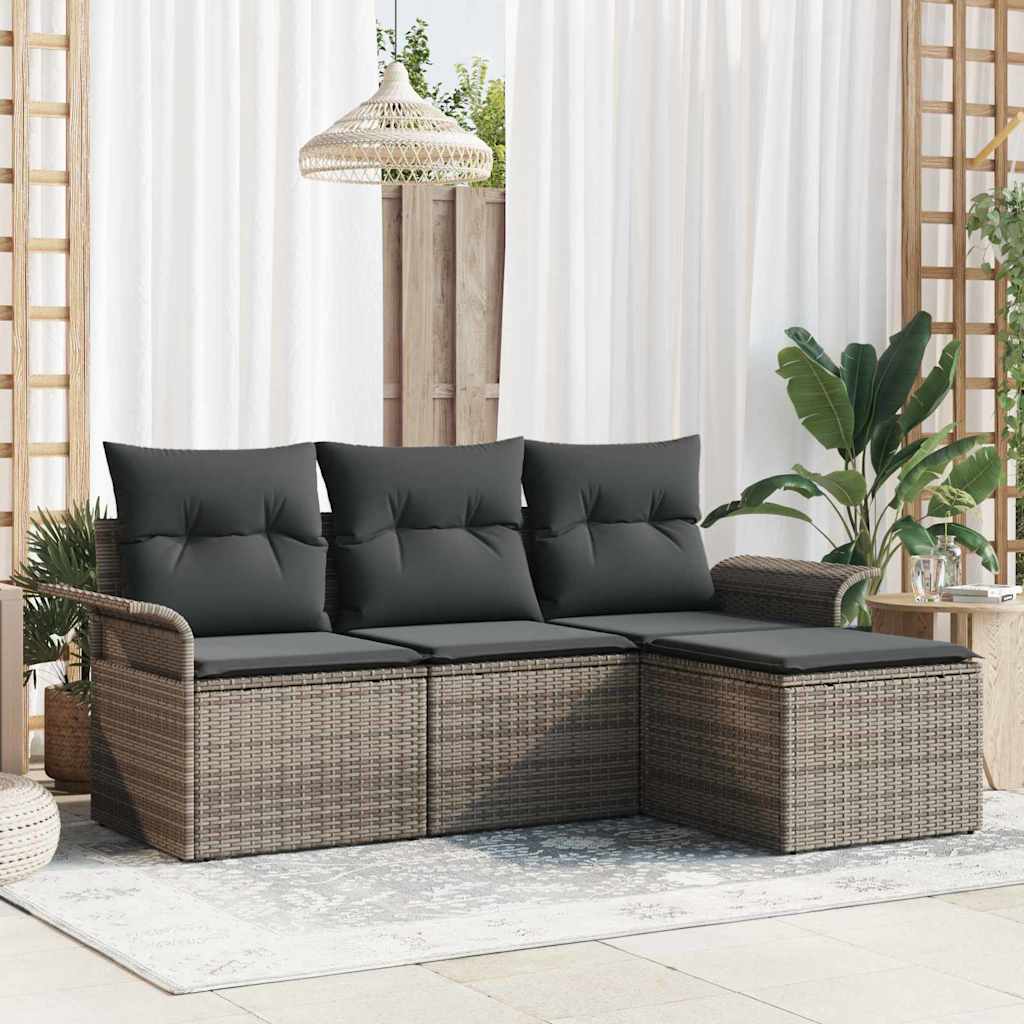 Tuin Sofa Set Met Kussen Met Opslag 4 Pcs Poly Riet