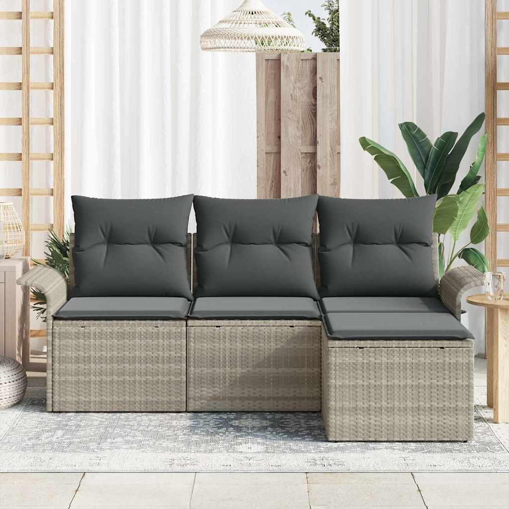 Tuin Sofa Set Met Kussen Met Opslag 4 Pcs Poly Riet