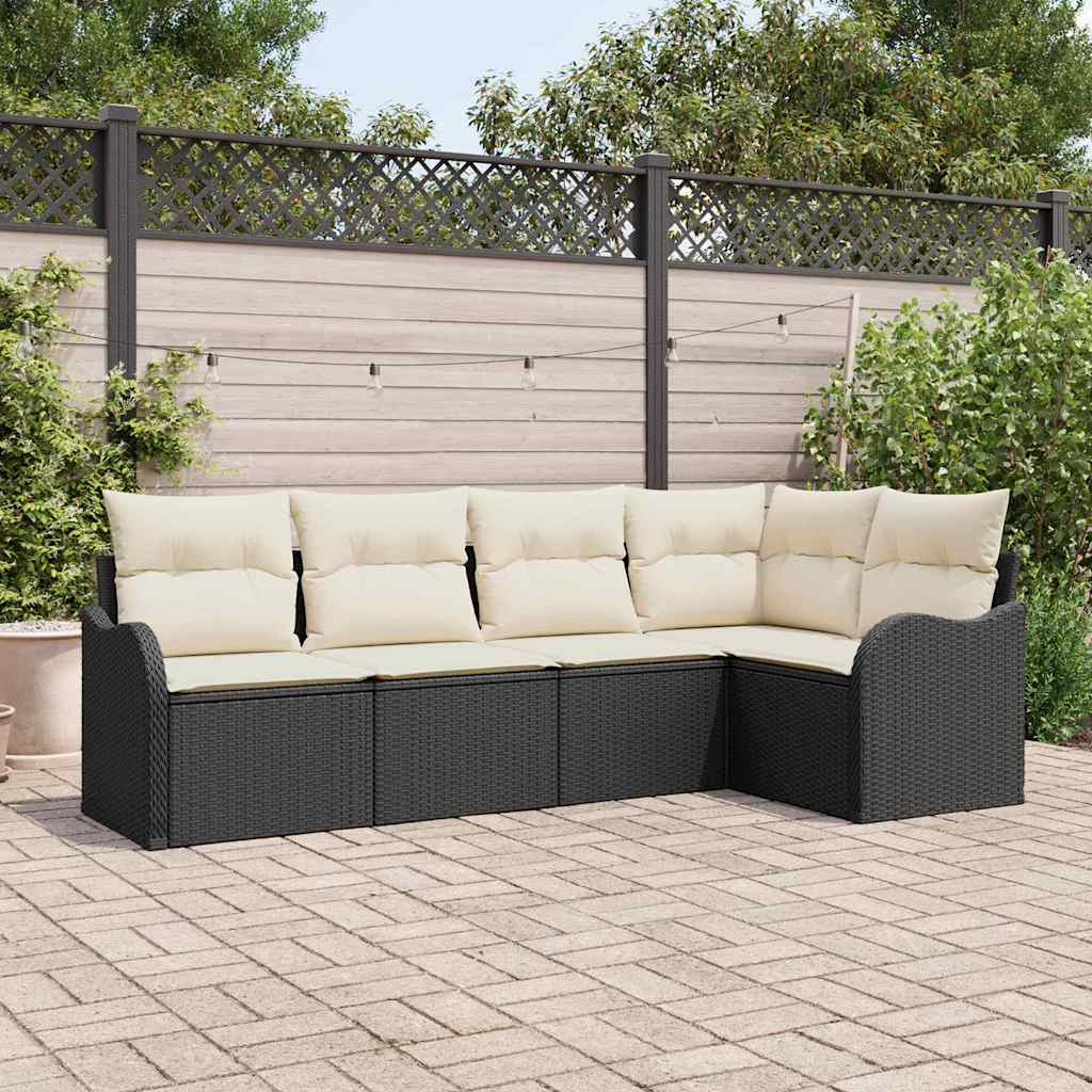 Tuin Sofa Set Met Kussen Met Opslag 6 Pcs Zwart Poly Riet
