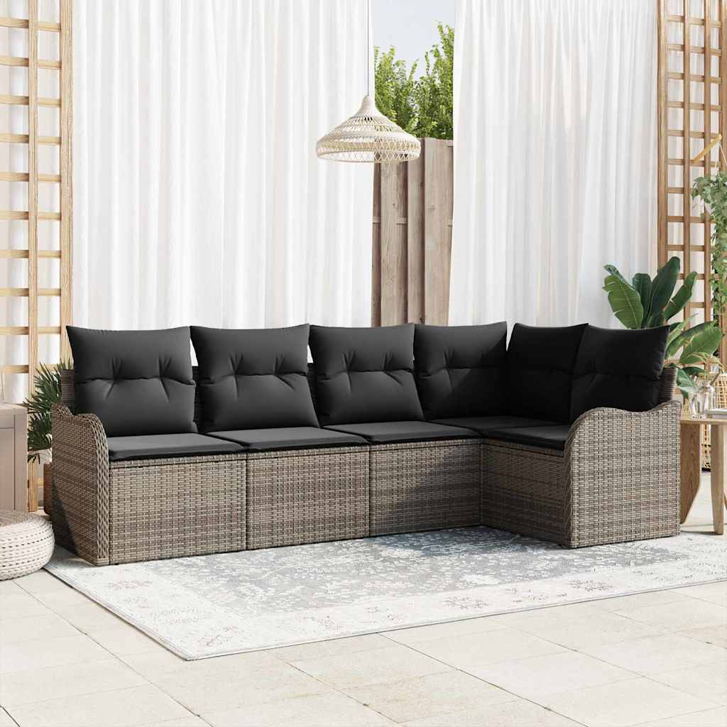 Tuin Sofa Set Met Kussen Met Opslag 6 Pcs Zwart Poly Riet