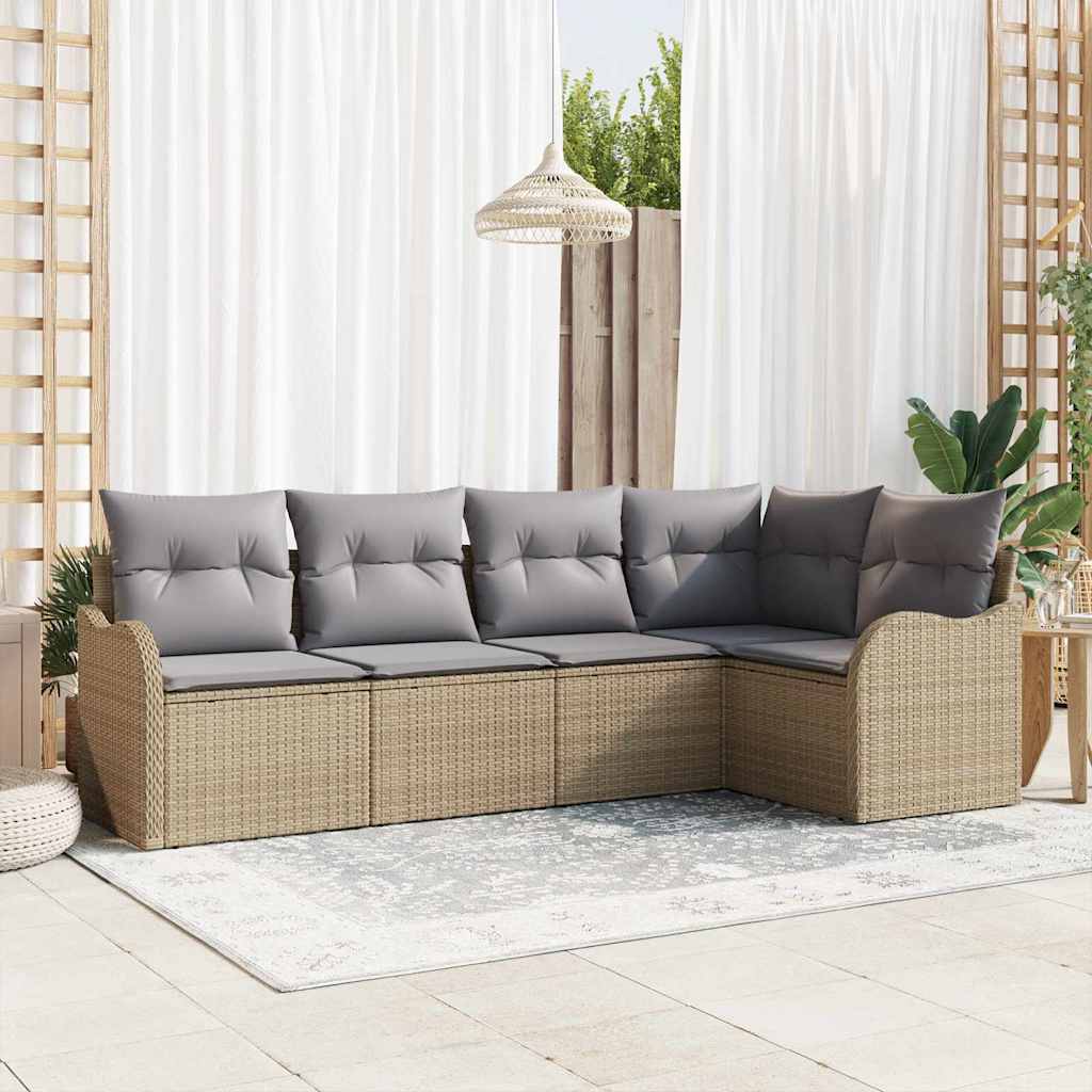 Tuin Sofa Set Met Kussen Met Opslag 6 Pcs Zwart Poly Riet