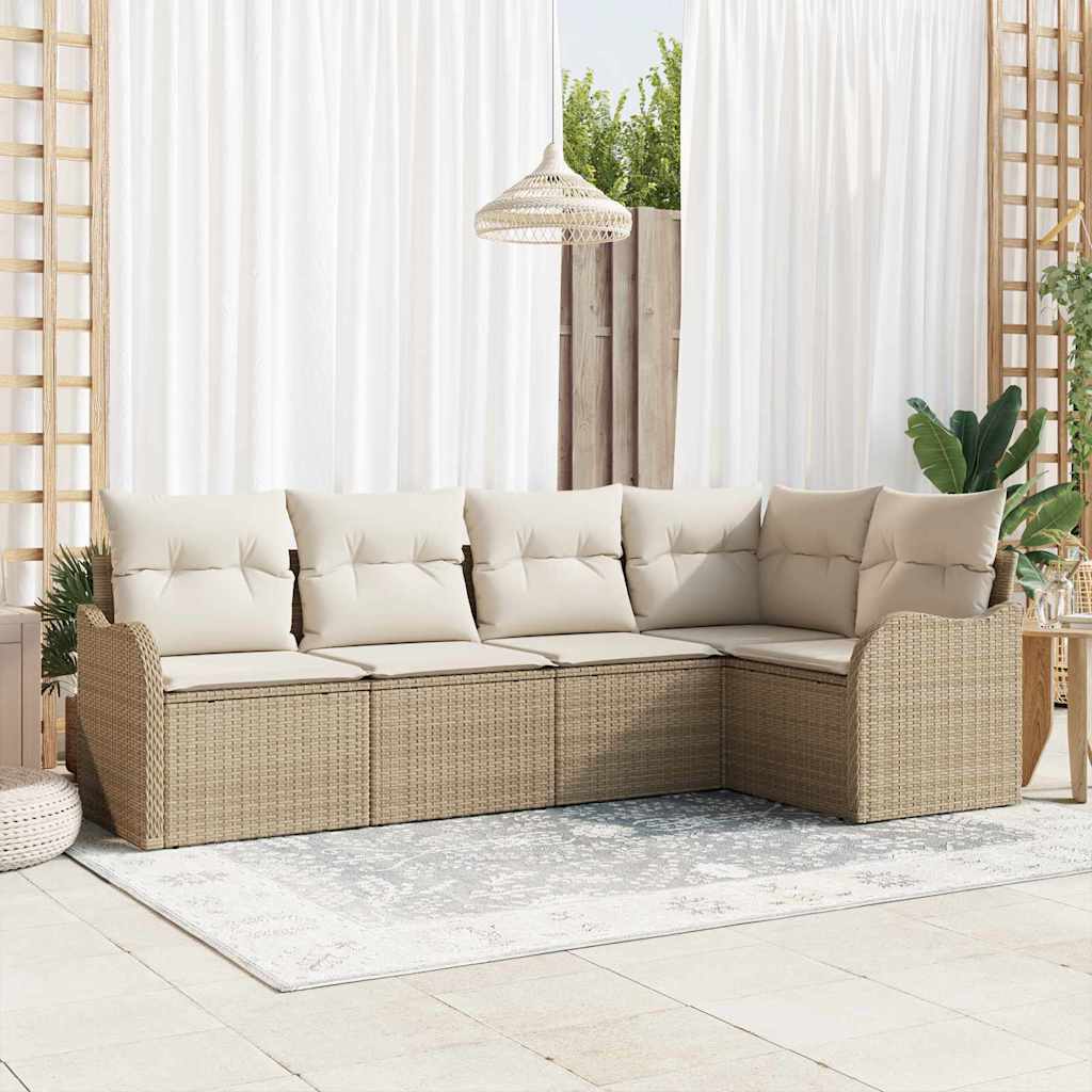 Tuin Sofa Set Met Kussen Met Opslag 6 Pcs Zwart Poly Riet