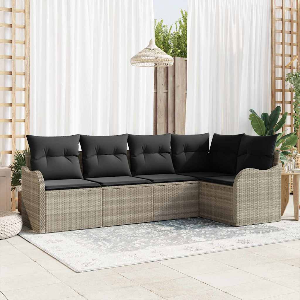 Tuin Sofa Set Met Kussen Met Opslag 6 Pcs Zwart Poly Riet
