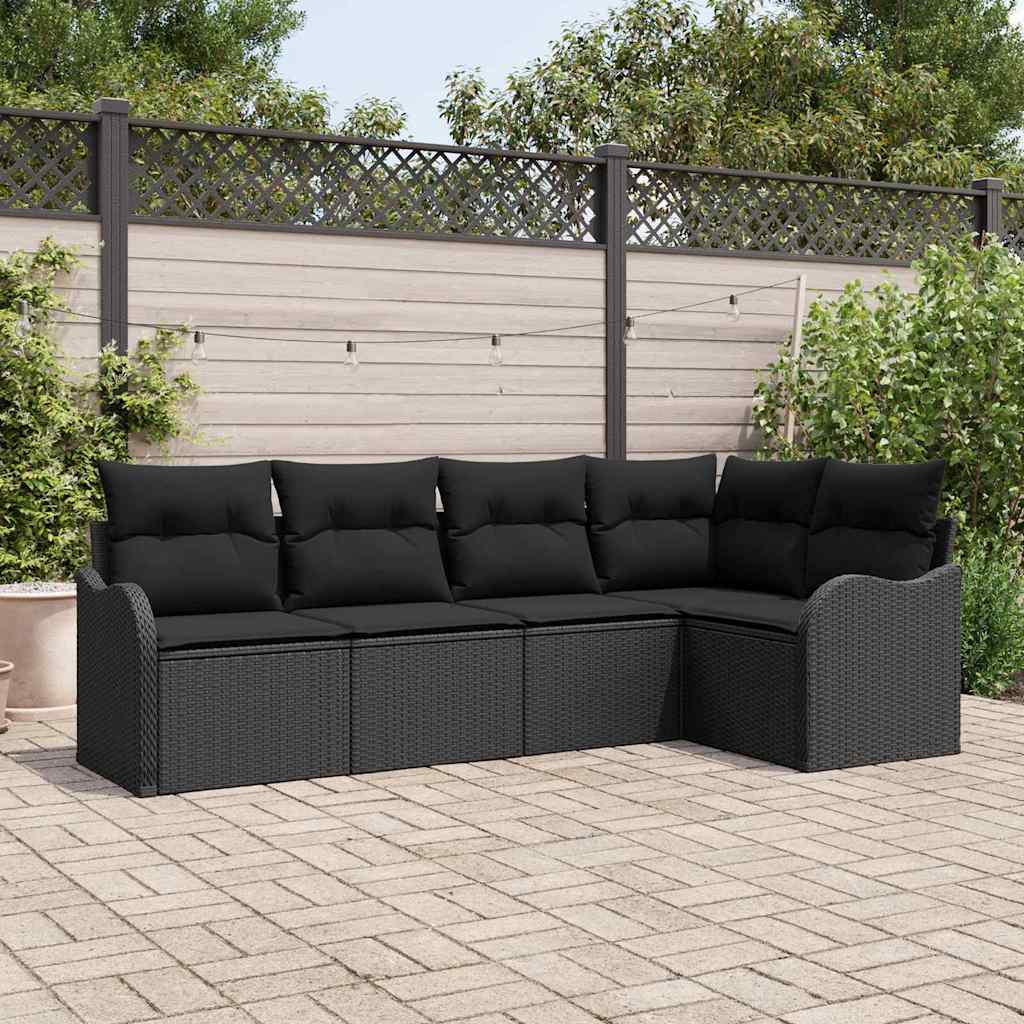 Tuin Sofa Set Met Kussen Met Opslag 6 Pcs Zwart Poly Riet