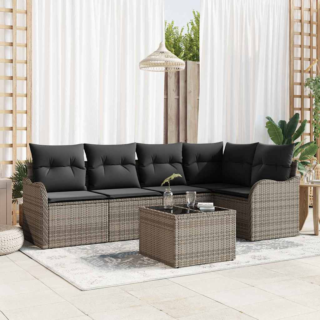 Tuin Sofa Set Met Kussen Met Opslag 6 Pcs Zwart Poly Riet
