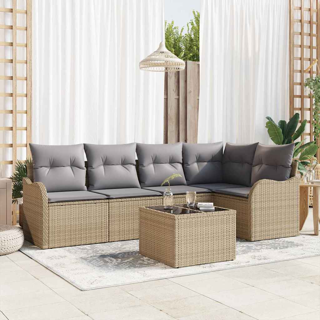 Tuin Sofa Set Met Kussen Met Opslag 6 Pcs Zwart Poly Riet