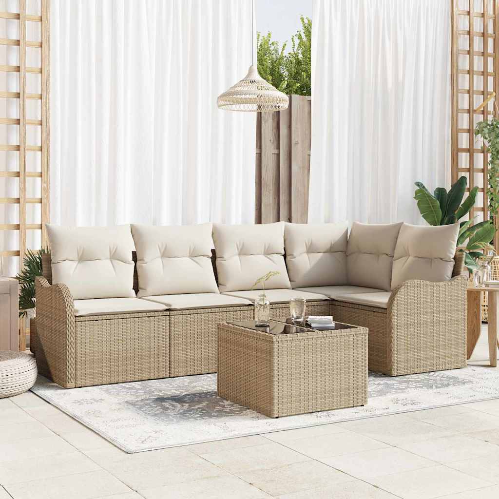 Tuin Sofa Set Met Kussen Met Opslag 6 Pcs Zwart Poly Riet