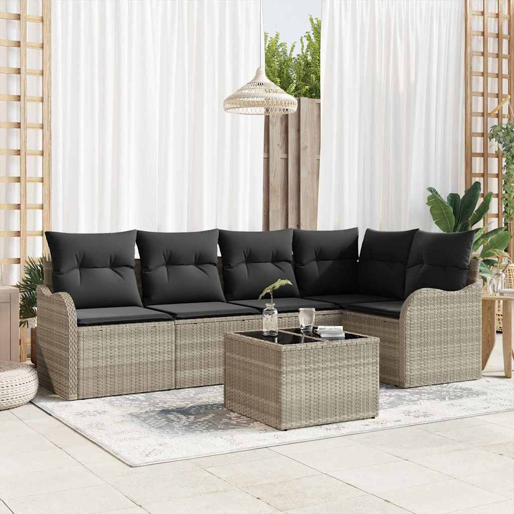 Tuin Sofa Set Met Kussen Met Opslag 6 Pcs Zwart Poly Riet