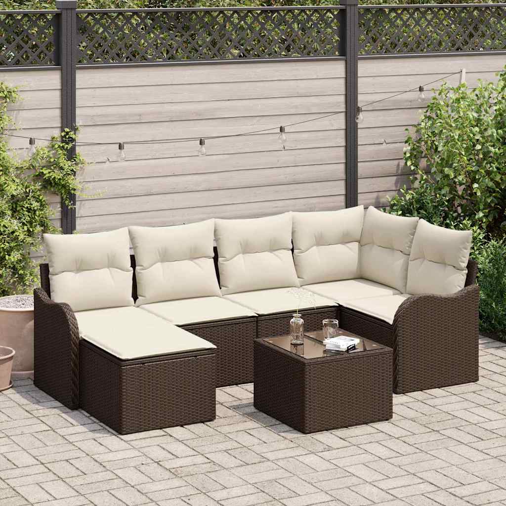 Tuin Sofa Set Met Kussen 7 Pcs Poly Riet