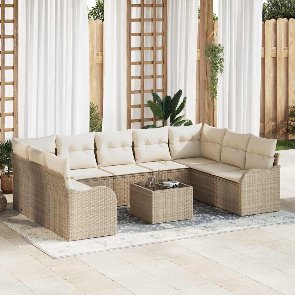 Tuin Sofa Set Met Kussen 10 Pcs Poly Riet