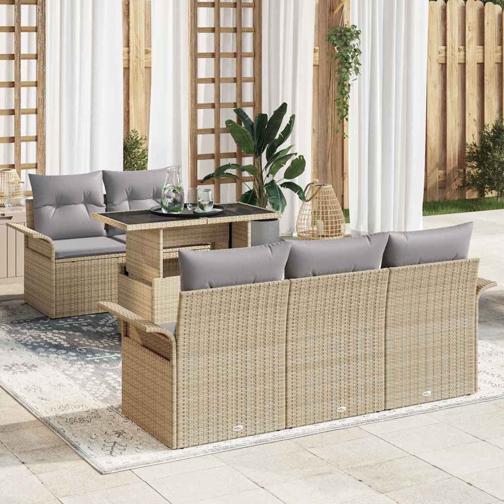 Tuin Sofa Set Met Kussen Met Opslag 6 Pcs Poly Riet