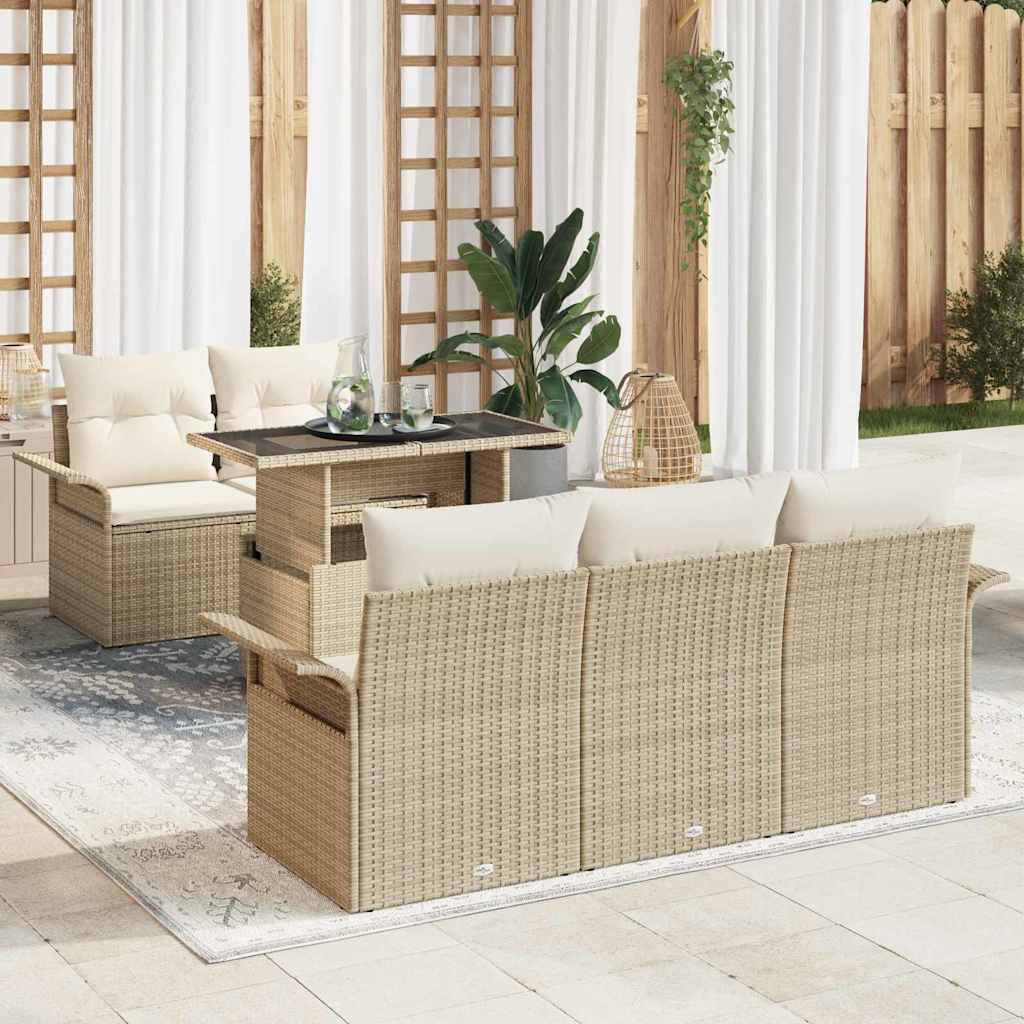 Tuin Sofa Set Met Kussen Met Opslag 6 Pcs Poly Riet