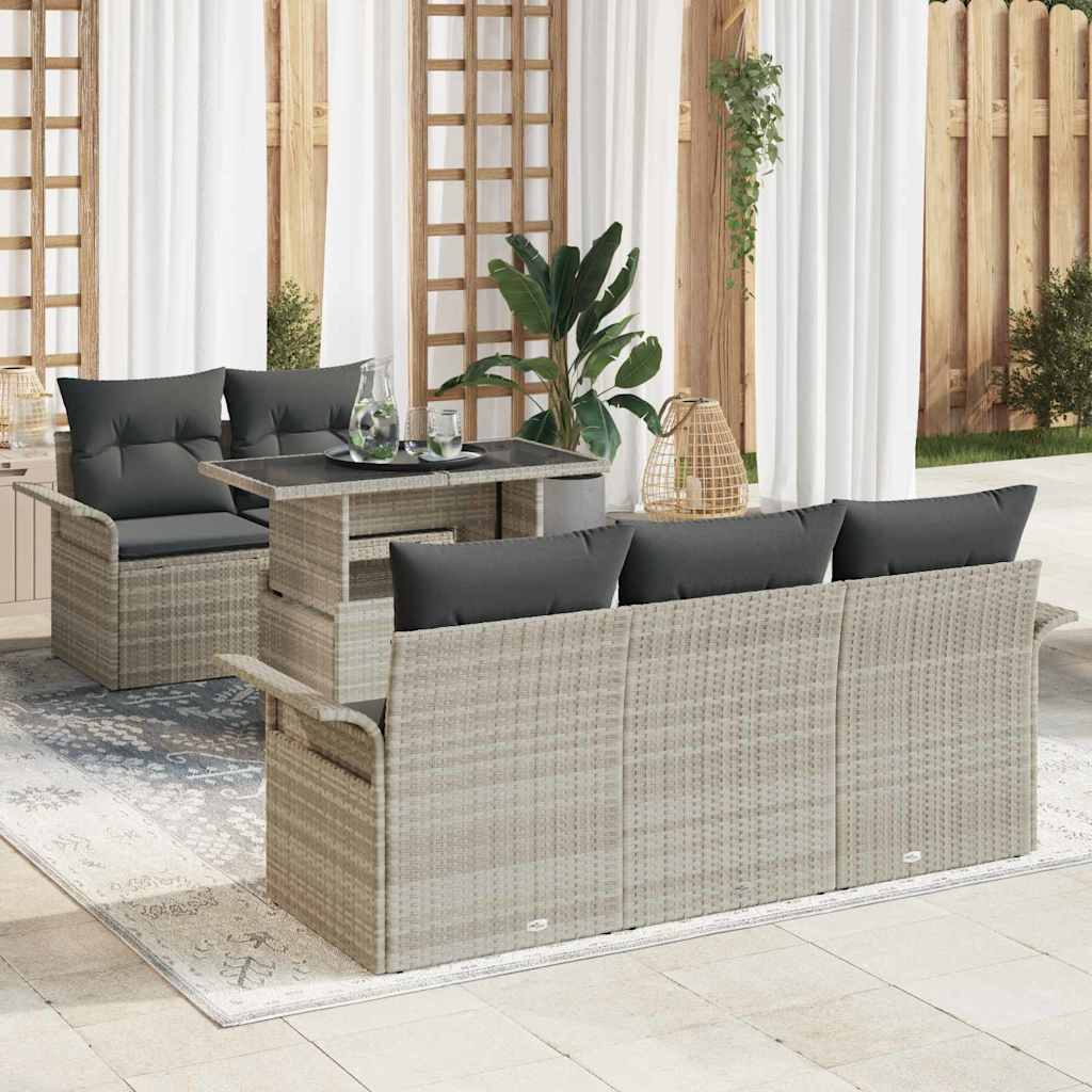 Tuin Sofa Set Met Kussen Met Opslag 6 Pcs Poly Riet