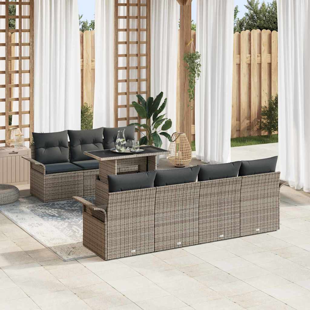 Tuin Sofa Set Met Kussen Met Opslag 8 Pcs Poly Riet