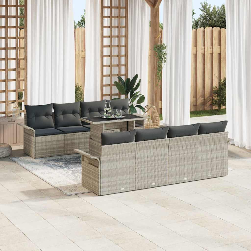 Tuin Sofa Set Met Kussen Met Opslag 9 Pcs Poly Riet