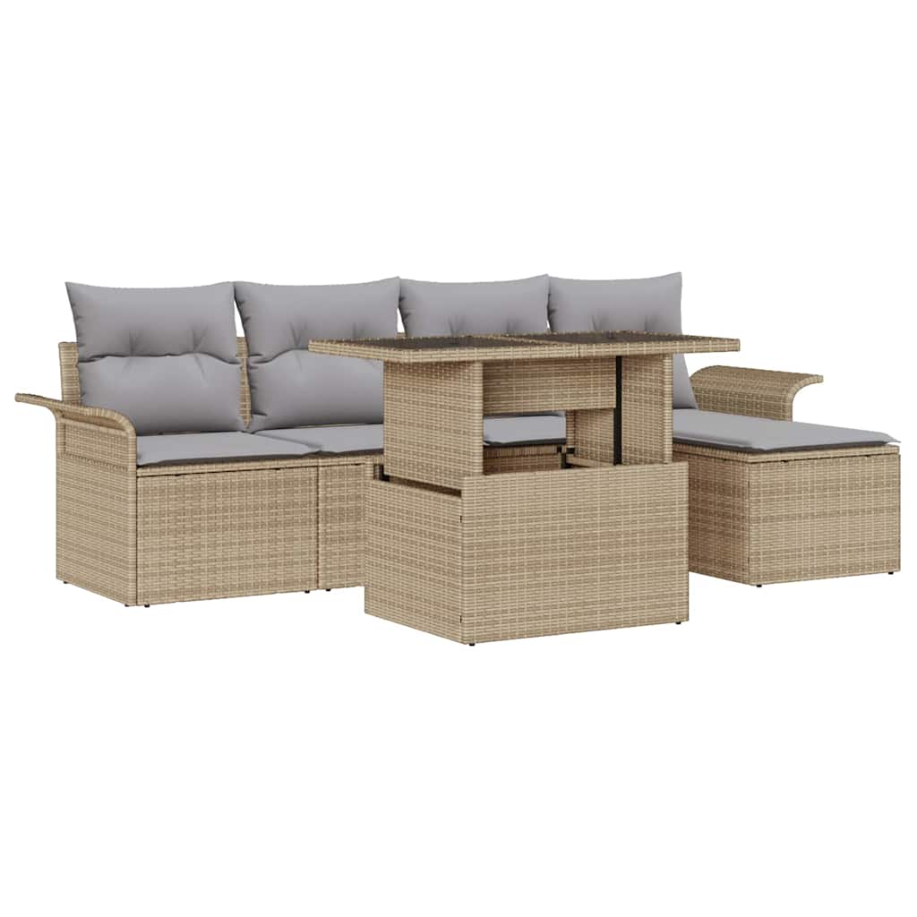 Tuin Sofa Set Met Kussen Met Opslag 6 Pcs Poly Riet