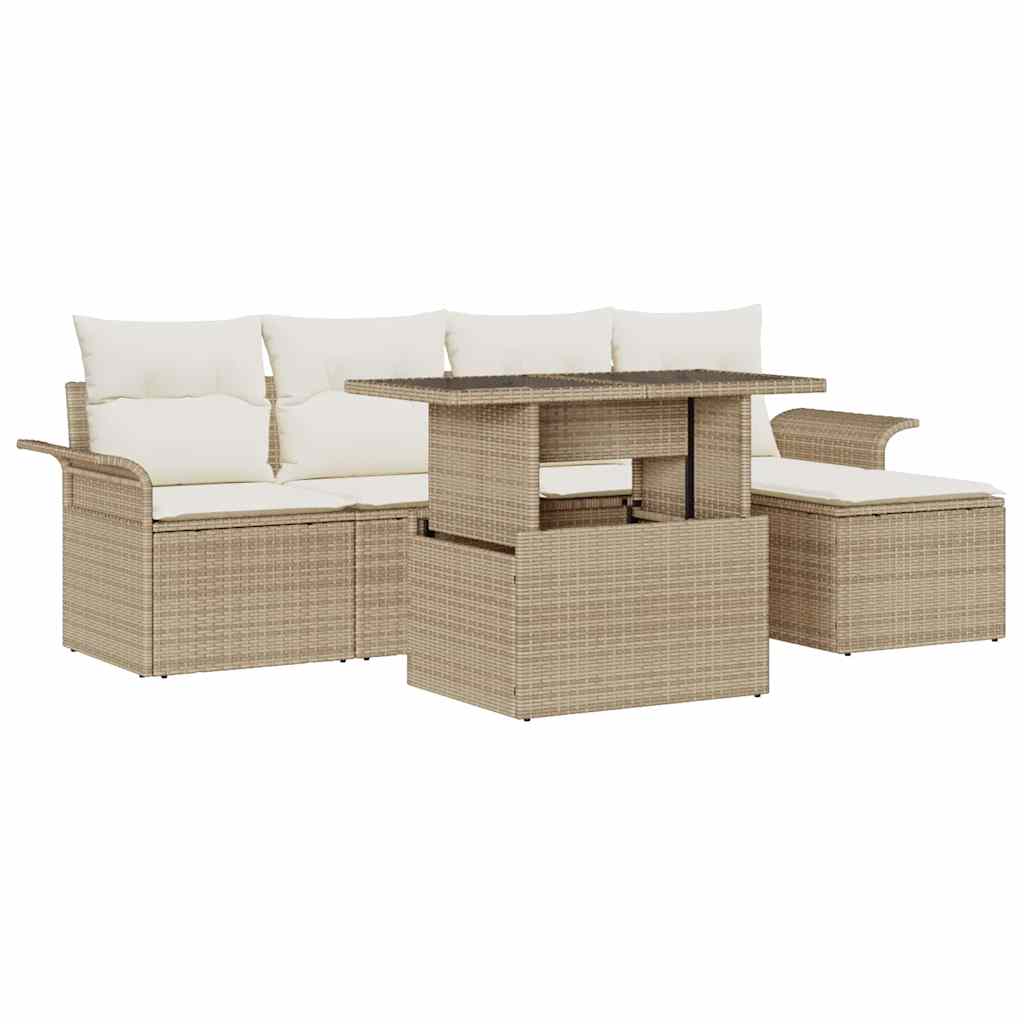 Tuin Sofa Set Met Kussen Met Opslag 6 Pcs Poly Riet