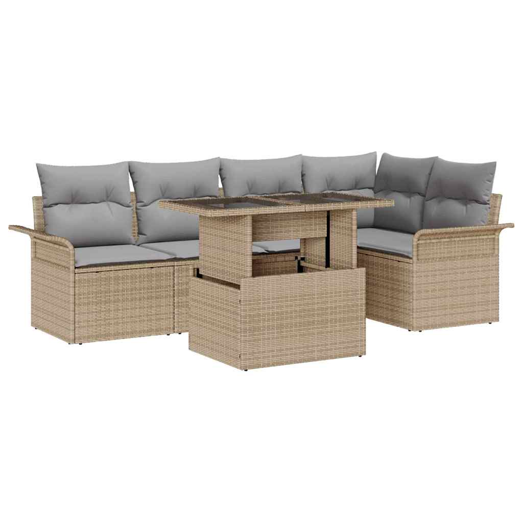 Tuin Sofa Set Met Kussen Met Opslag 6 Pcs Poly Riet