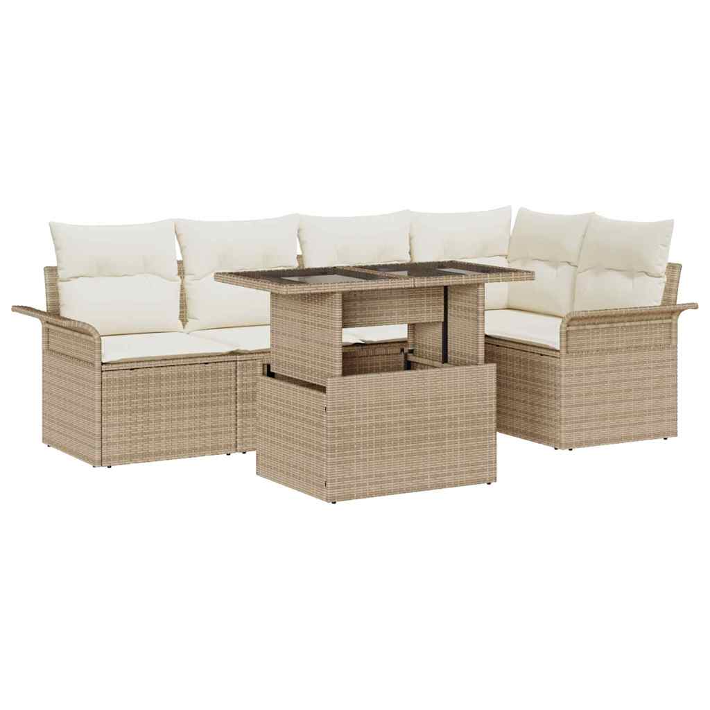 Tuin Sofa Set Met Kussen Met Opslag 6 Pcs Poly Riet