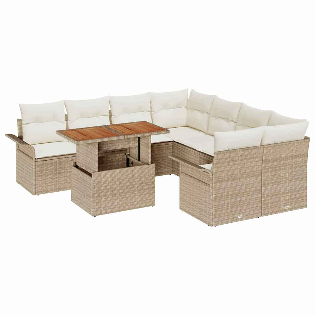 Tuin Sofa Set Met Opslag 9 Pcs Poly Riet