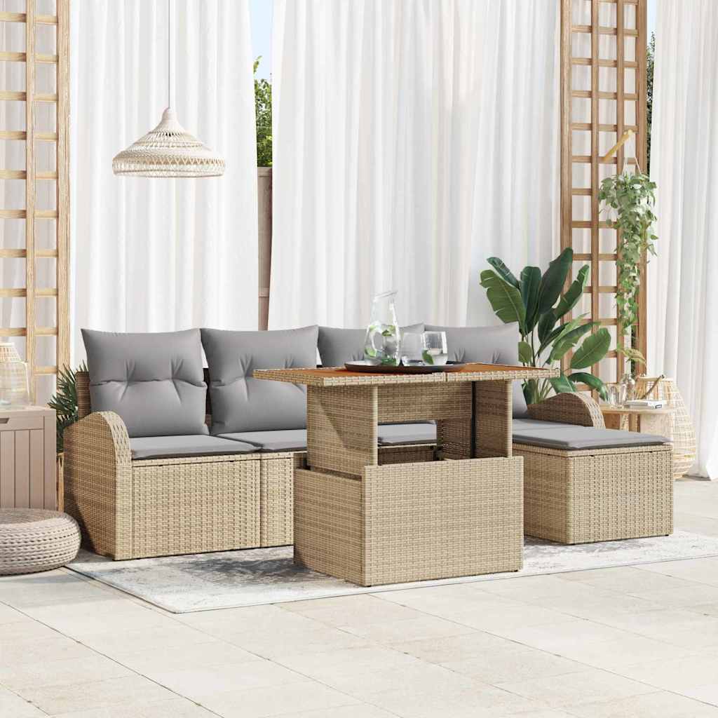Tuin Sofa Set Met Opslag 6 Pcs Poly Riet
