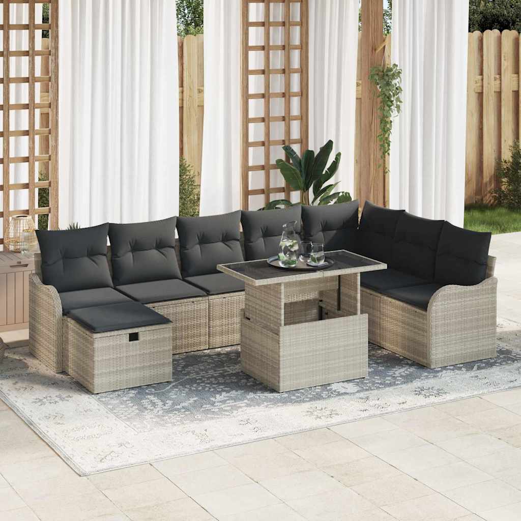 Tuin Sofa Set Met Kussen Met Opslag 9 Pcs Poly Riet