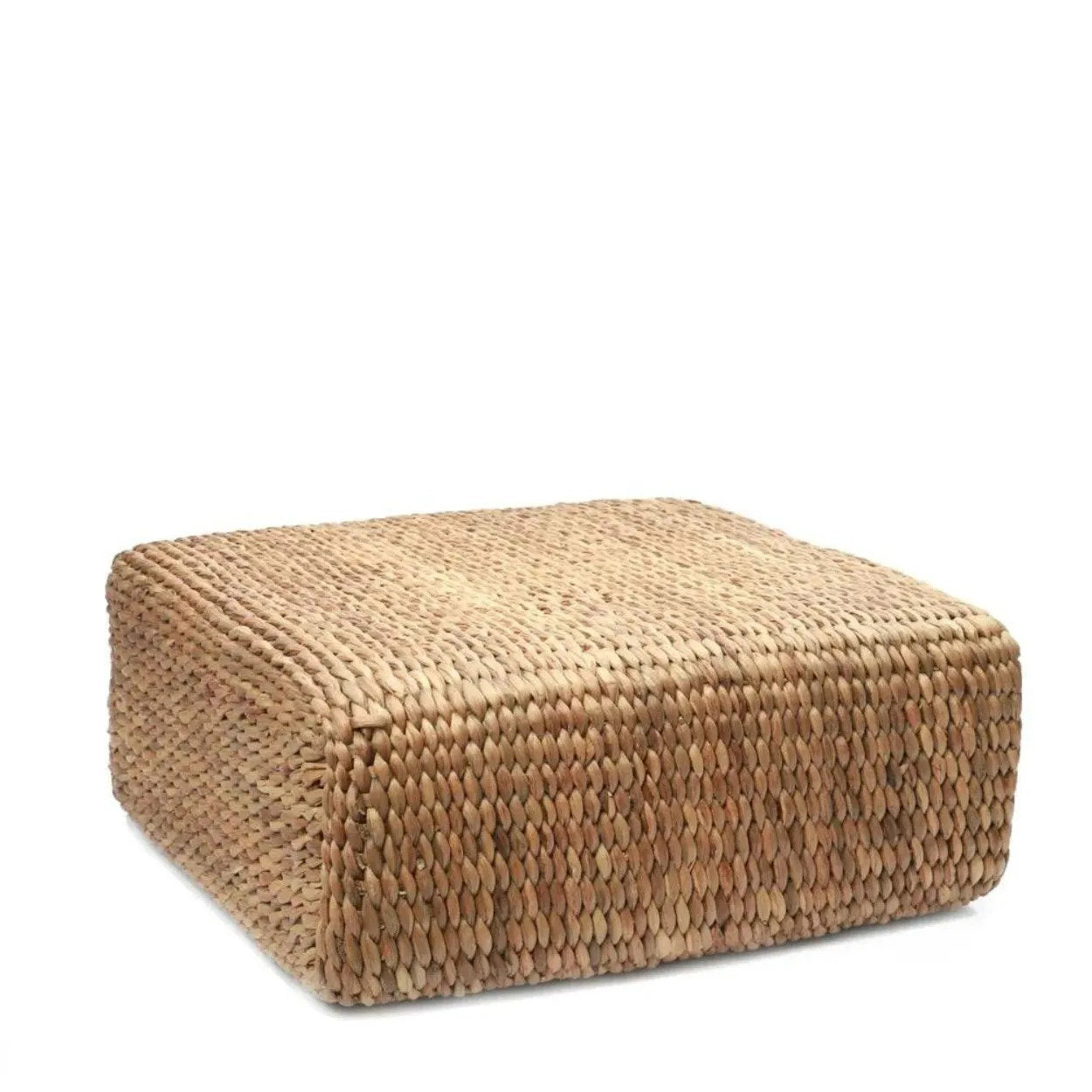 Hyacinth Pouf - Square water hyacinth pouf in natural color