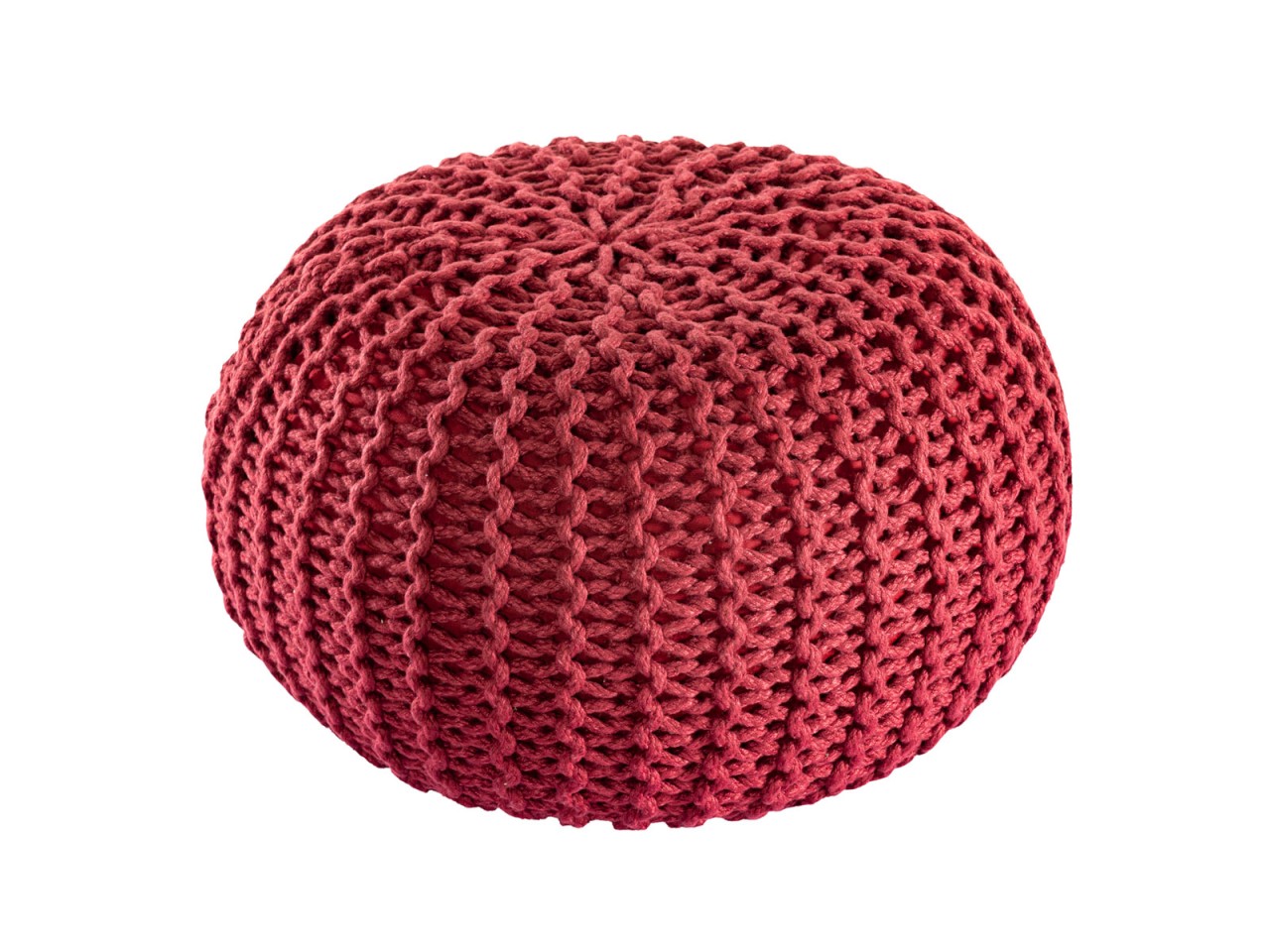 PREMIUM pouf – knitted pouf made of recycled plastic in rust brown-red