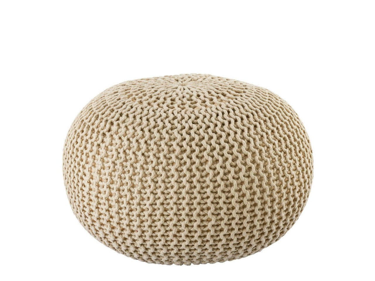 Luxe Pouf – knitted pouf made of recycled plastic in cream-colored sand