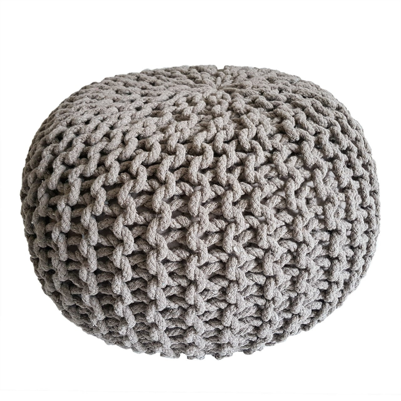Zora seating pouffe – coarse knitted cotton in natural