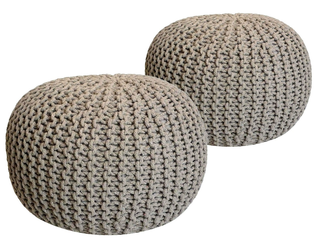 Kato pouf – chunky knit pouf in natural beige