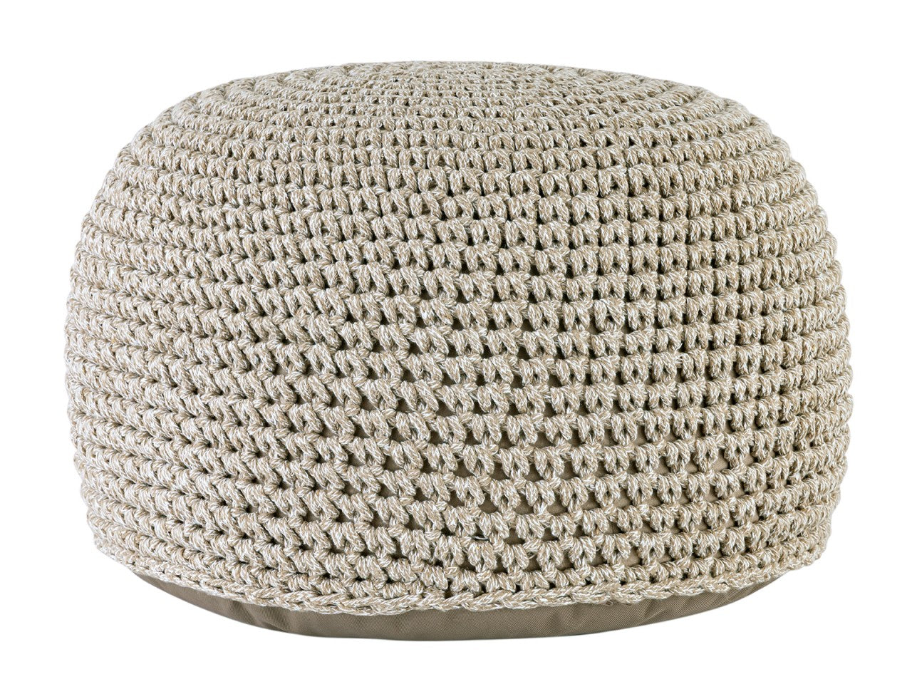 Mohair pouf – handmade round pouf made of recycled cotton in natural tones