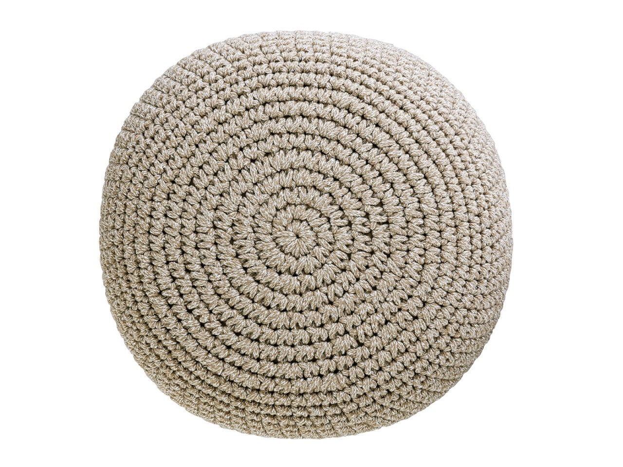 Mohair pouf – handmade round pouf made of recycled cotton in natural tones