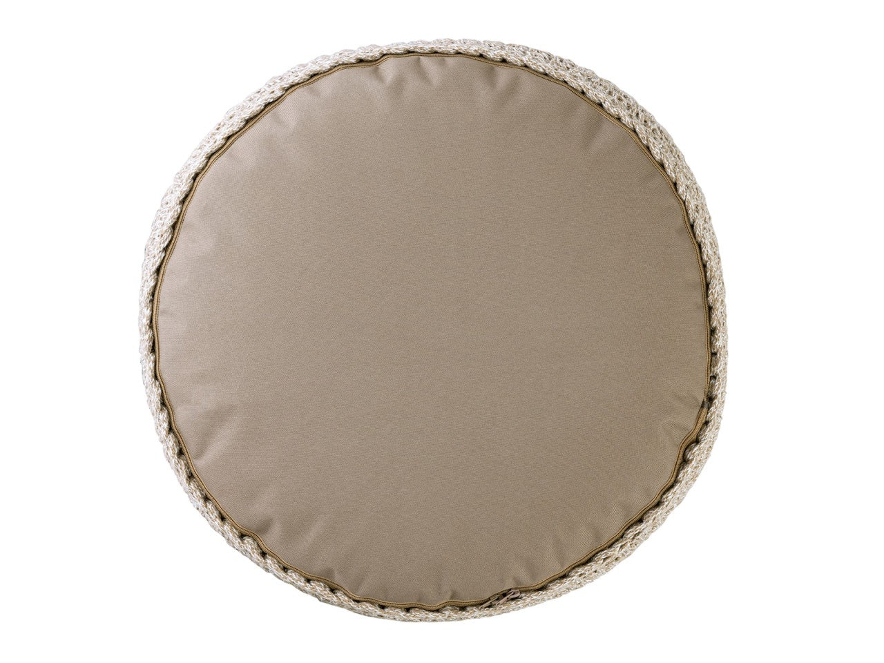 Mohair pouf – handmade round pouf made of recycled cotton in natural tones