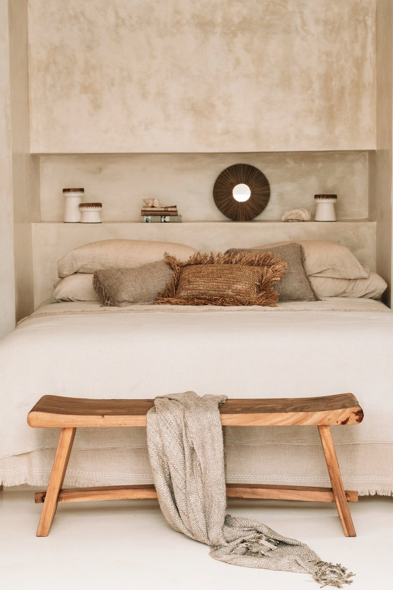 Luxe handgeweven plaid - Beige