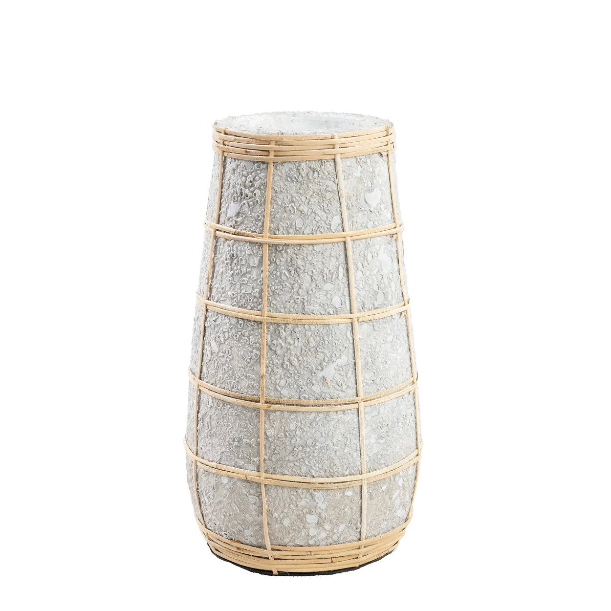 Vase Concrete Natural M – terracotta with raffia detail in an atmospheric style