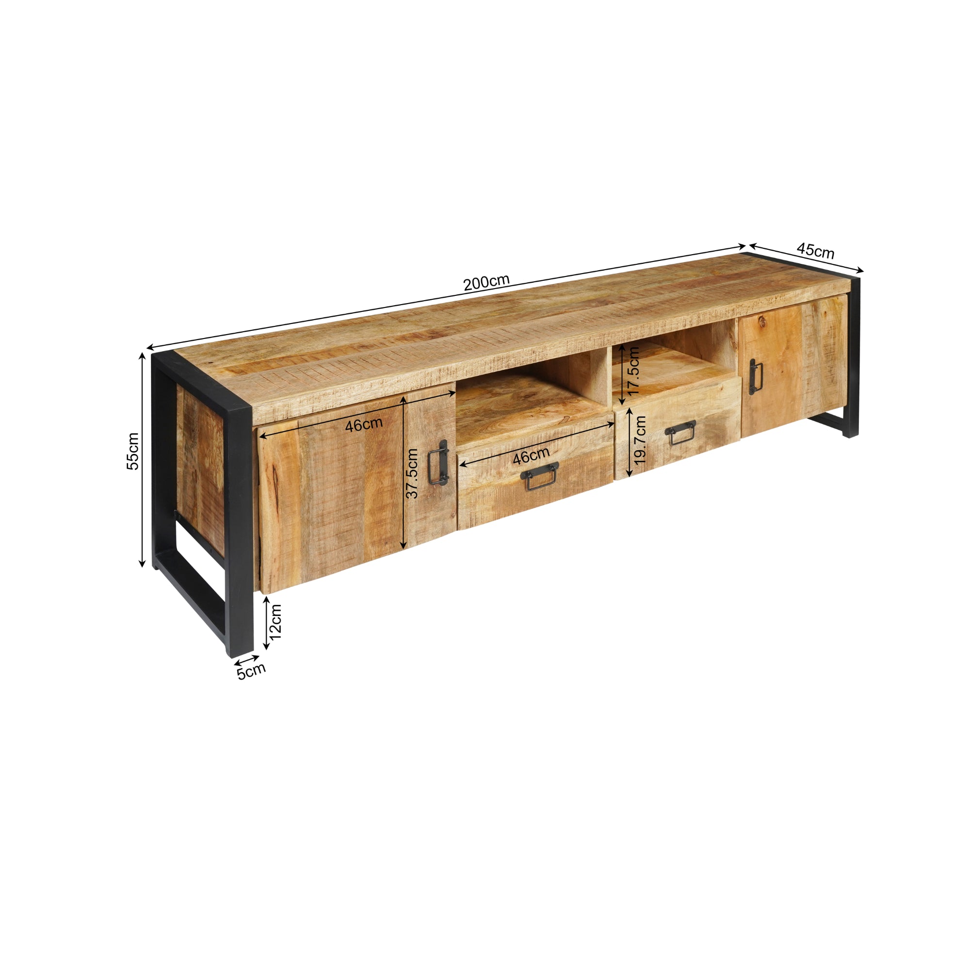 Tv-meubel Boaz 200 cm | Twee deuren en twee lades